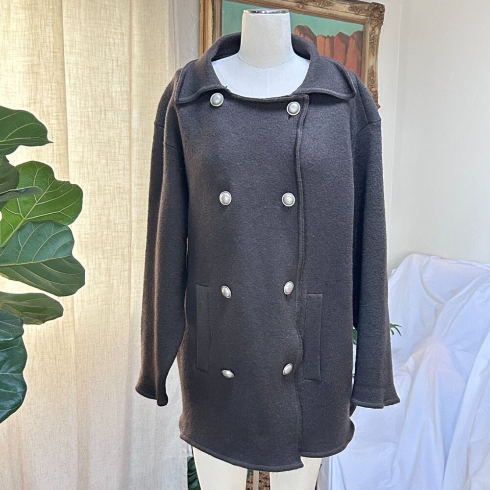 Wool Lagenlook Oversized Double Breasted Soft Layer Coat Jacket Minimalist M - Picture 8 of 13
